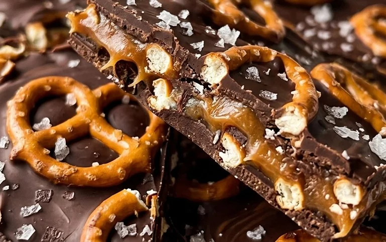 Salted caramel pretzel bark