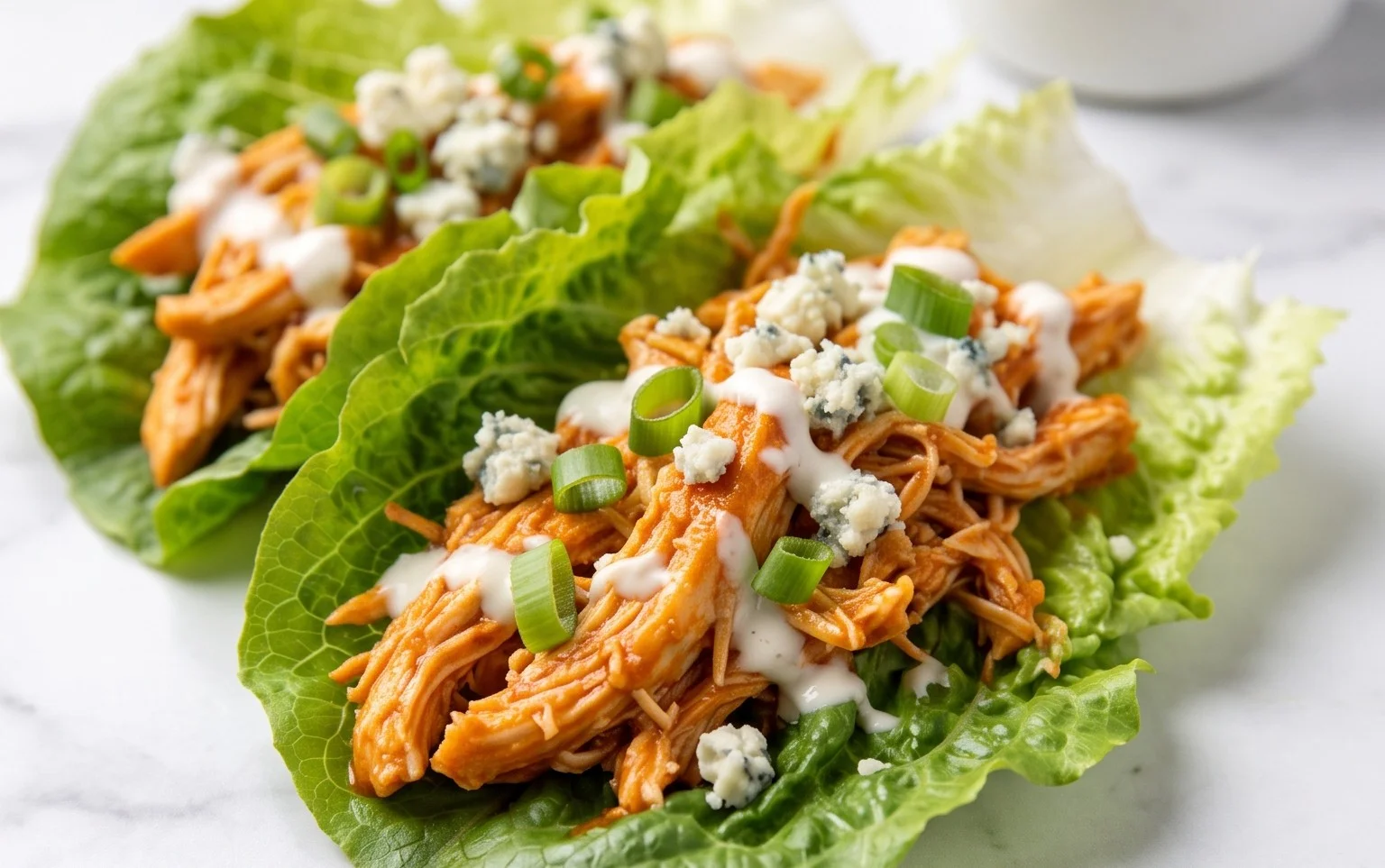 Easy Buffalo Chicken Lettuce Wraps- Light & Flavorful